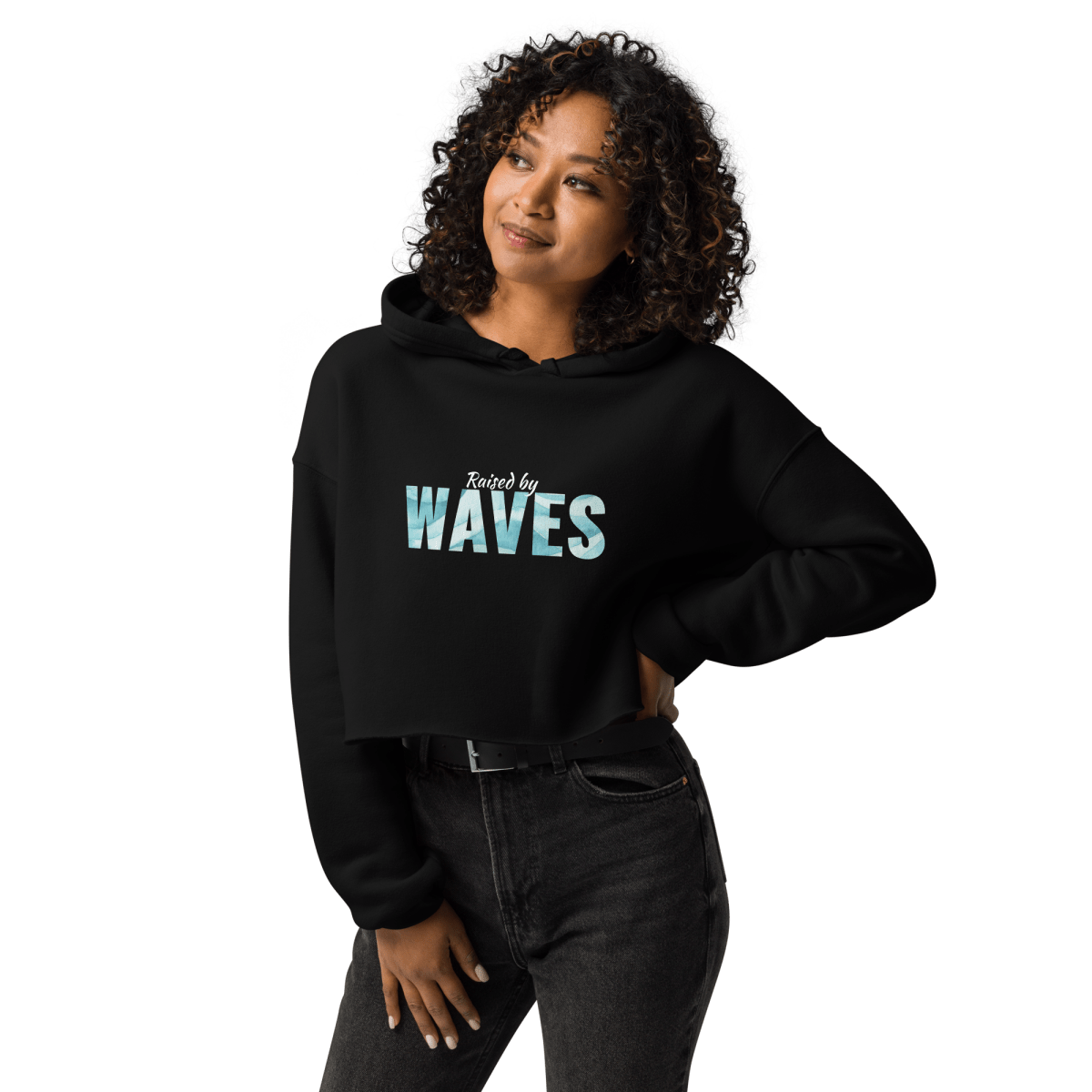 "Raised by Waves" Cropped Hoodie - No Girlie Girls